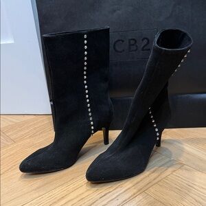 Zara Black Studded Heeled Boots